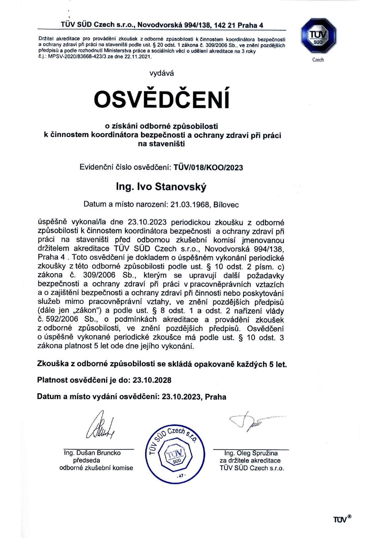 Osvědčení 1